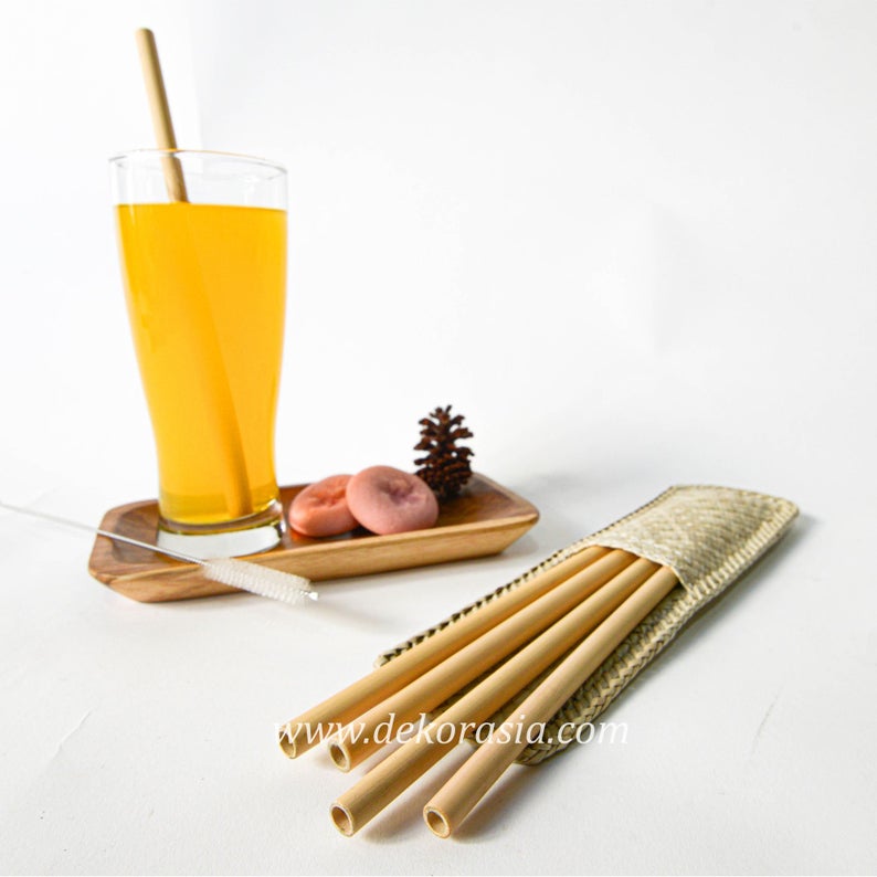 Bamboo Straw Set with Simple Case Type C